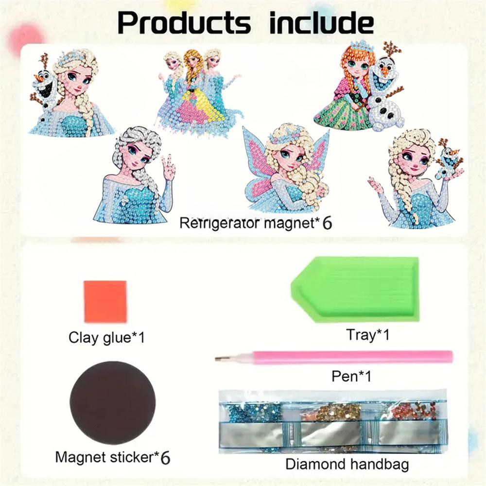 6Pcs Ice and Snow Series Diamond Art Fridge Magnet Diamond Painting Refrigerator Magnet DIY Fridge Stickers for Fridge Whiteboards
