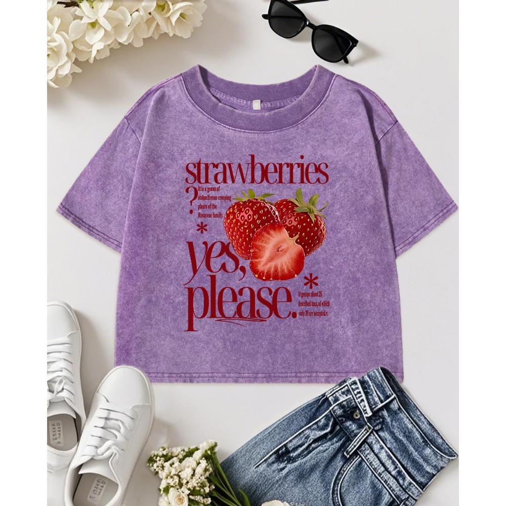 

Клубника Фрукты Да Пожалуйста Принт Выстиранная Укороченная Футболка Женская Мода Хлопковые Футболки Многоцветная Одежда Топы XL