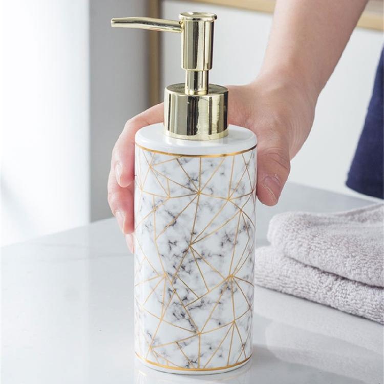 Stylish 300ml Marble Ceramic Soap Dispenser Bottle Empty Bottle Modern Bathroom Decors for Hand Sanitizer & Shampoo