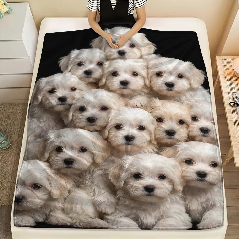 Many cute puppies Print Flannel Blanket,High quality Comfortable for All Seasons,Home Decor,Warmth and Comfort,Perfect for Christmas Gifts