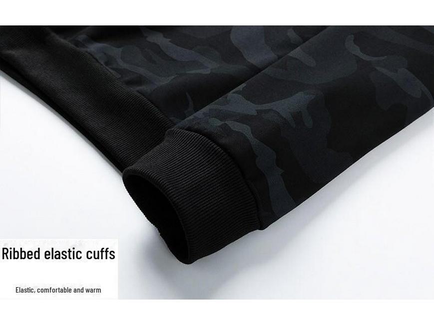 Pánská maskáčová mikina s kapucí - Volný střih, Plus size, Jarní/podzimní bunda