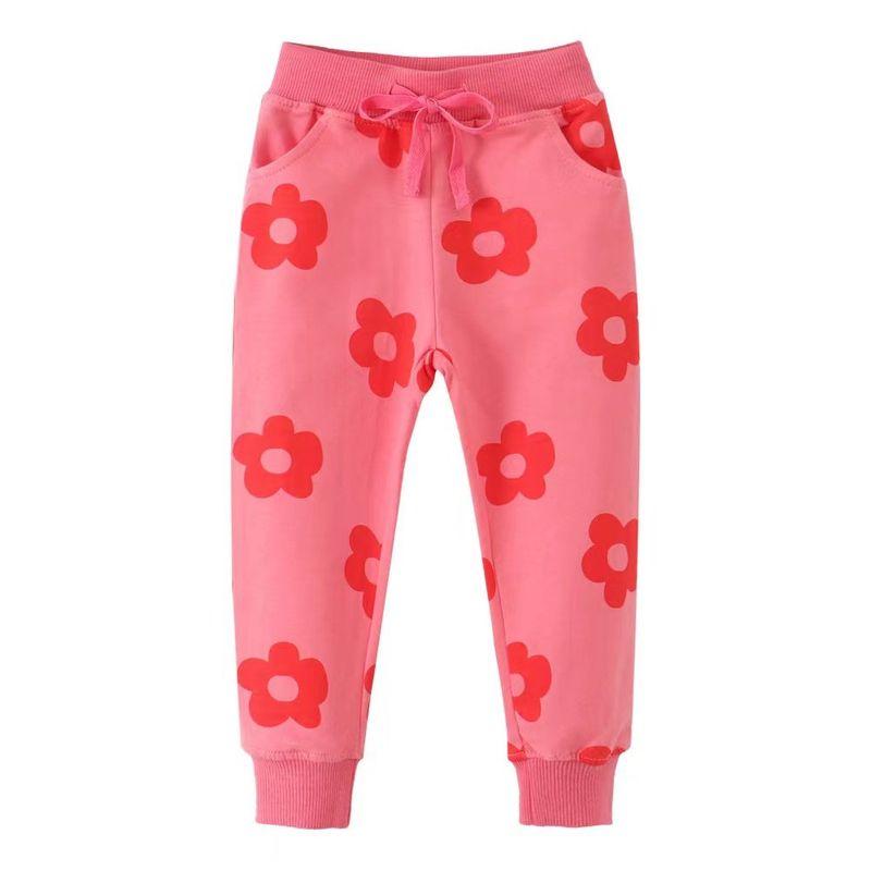 Terry Cartoon Pants Pure Cotton Baby Casual Children s Clothing Rose Flowers 7t Recommended Height 130cm