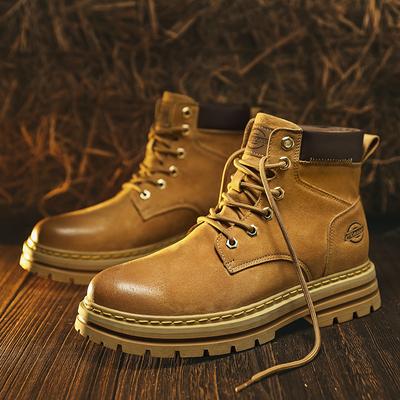 Male Lace-Up Ankle Boots New Men Shoes Men's Boots Handma Fashion Motorcycle Leather Sneakers Outdoor Leisure Comfortable Boots