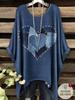 Elegantes Bohemian Chic Übergroßes Einfaches Retro Liebesdruck Druck Damen T-Shirt Asymmetrischer Saum Rundhalsausschnitt Vielseitige Damenbekleidung