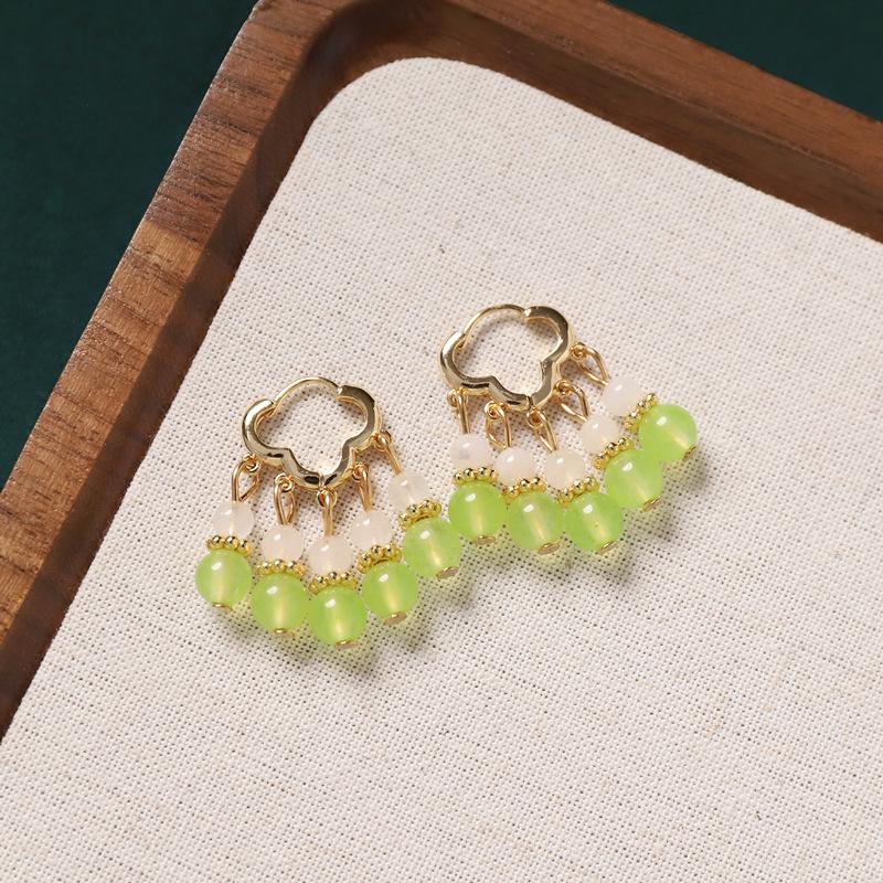 Original design earrings, natural agate pearls, retro earrings, ear buckles, medium and high-end earrings for women