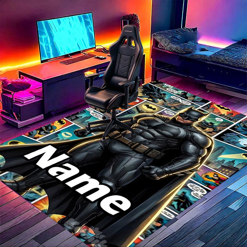 Custom Name Personalized Batman Print Carpet, Versatile Home Decor Rug, for Playroom, Apartment, Balcony, Entryway, Hallway Gift