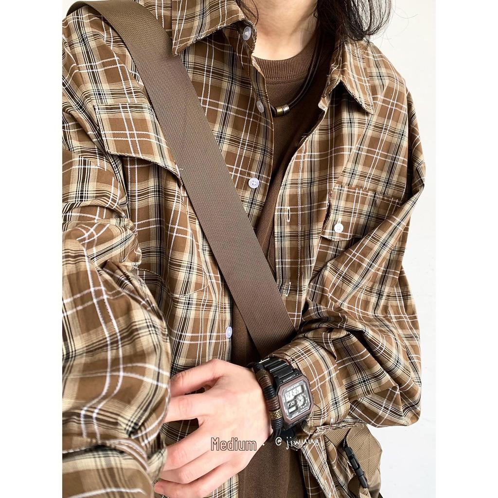 Unisex Frühling Retro Karomuster Langarmhemd - Lockerer, lässiger Preppy-Stil für Männer & Frauen