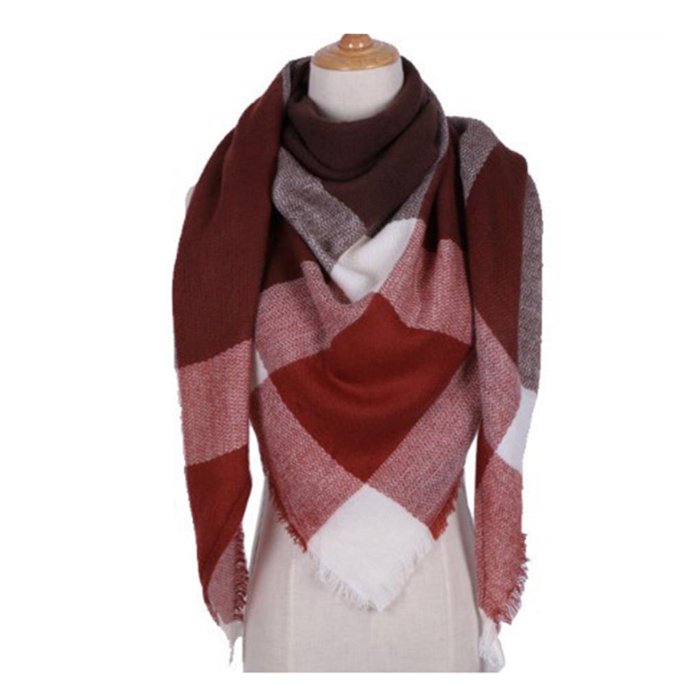 Damen Dreieckiger Winter Großer Schal Warm Gemütlich Übergroß Kariert Wickeltuch Stola Umhang
