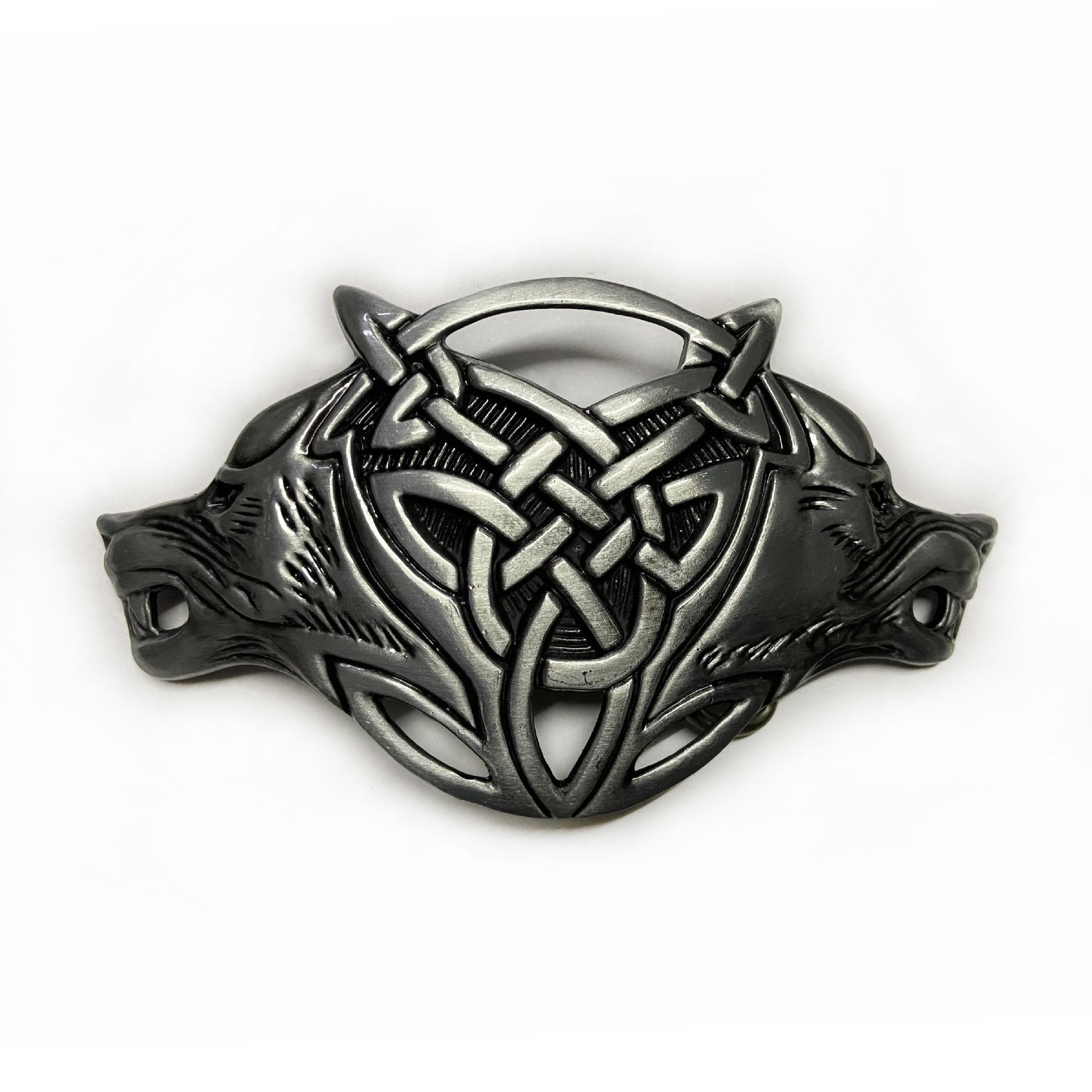 Celtic Wolf Head Cowboy Belt Buckle - Retro Hip Hop Style