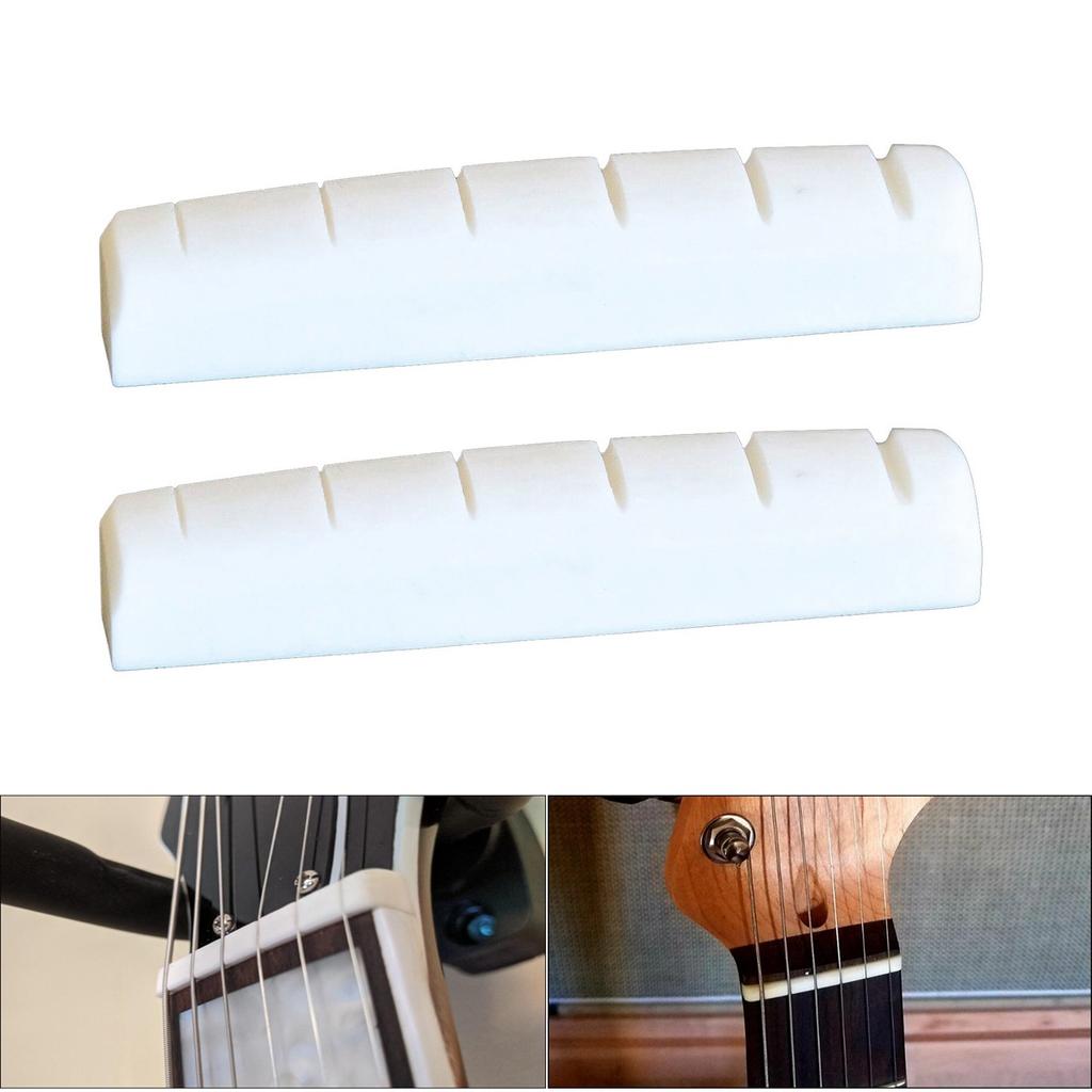 2-Pack Electric Guitar Cowbone Nut 43x6x8.5mm Flat-Bottom LP, SG, ES