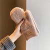 Korean Style Women's Imitation Mink Fur Gloves, Fleece-lined & Thickened for Autumn/Winter Cold Protection, Solid Color Mittens