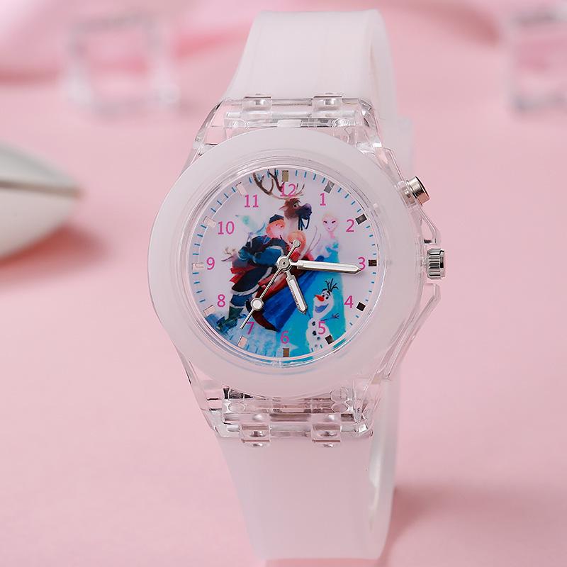 Colorful Luminous Cartoon Ice Snow Unisex Children's Watch with Soft Silicone Strap and Night Light
