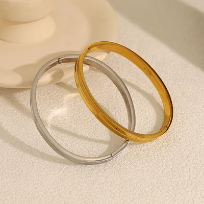 Pulsera de Acero Inoxidable con Hebilla Lisa para Parejas, Pulsera de Acero de Titanio con Anillo Redondo Liso de Sentido Simple y Avanzado, No se Desvanece