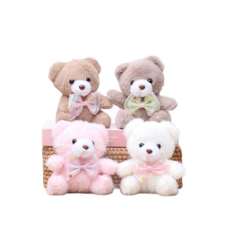 Cute Bow Tie Teddy Bear Plush Toy Keychain Bag Charm Pendant Doll Accessory