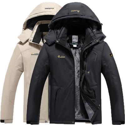 Outdoor Outerwear Men's Thick Plus Velvet Windcheater Waterproof Adventure Warm Mountaineering Clothes Detachable Hoodies Jacket For Men