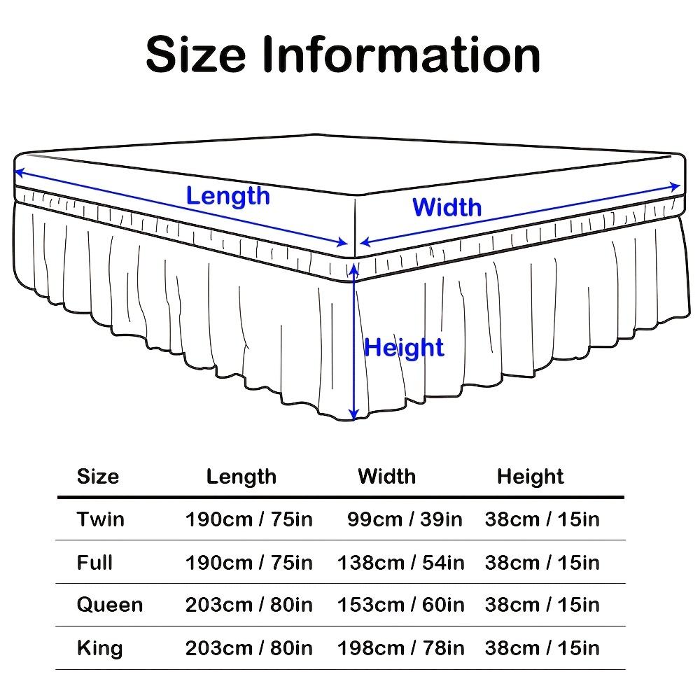 Elastic Bed Ruffle - Adjustable 15" Tailored Drop, Microfiber Bed Skirt with Easy Wrap Around Design, Fade-Resistant & Machine Washable