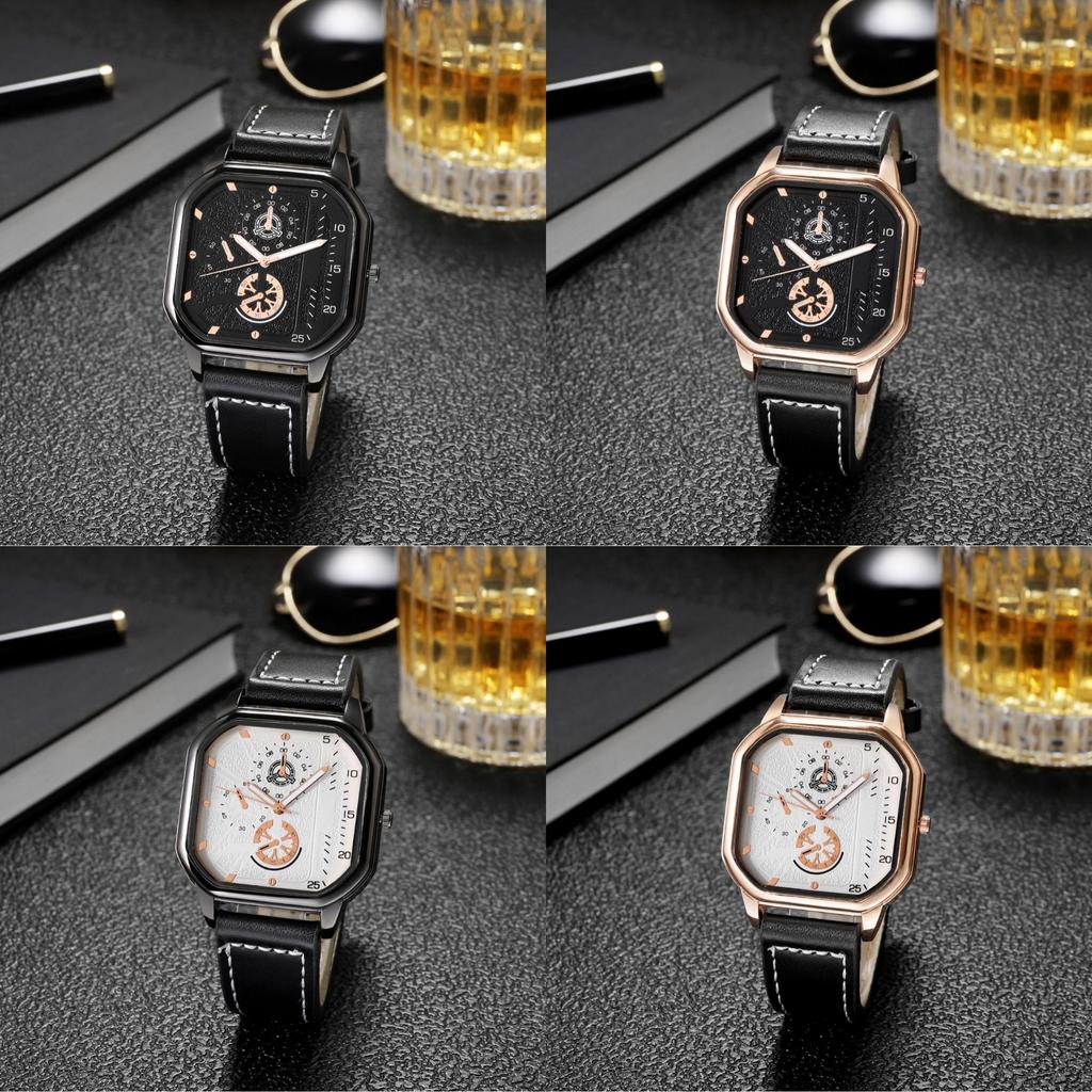 Business Watch Mens Leather Quartz Wristwatch With Minimalist Dial For Formal Wear