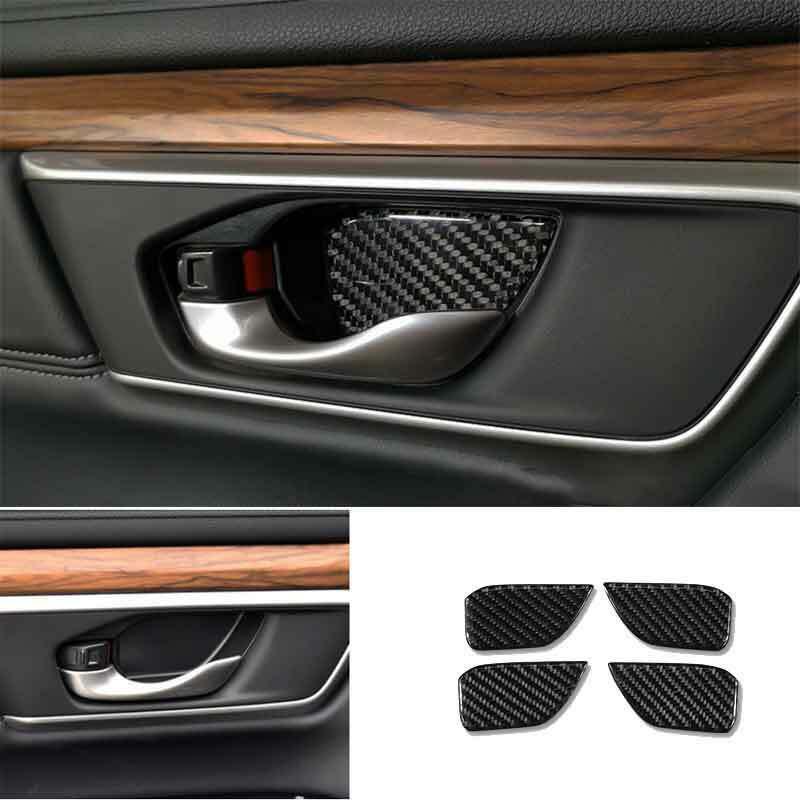 4pcs Carbon Fiber Interior Door Handle Bowl Cover Trim Fit for Honda CR-V CRV 2017 2018