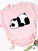 Maycaur Sommer Damen T-Shirt Lockere Oberteile Niedlicher Panda Herz Druck Kurzarm Weiblich Locker Lässig T-Shirt Damen Oberteil Tee