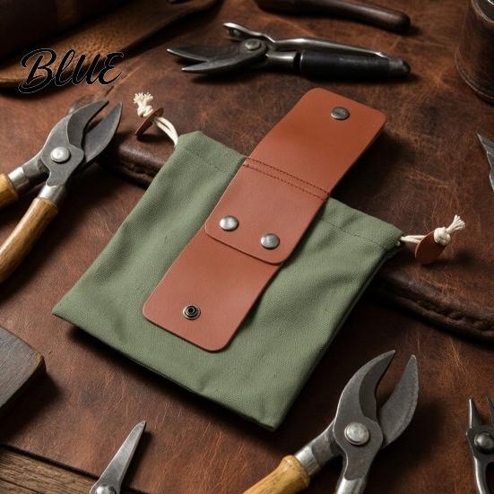 Hiking Accessories for Camping Waxed Canvas Foraging Bag Adjustable Belt Buckle Fastening Pouch Fruit Picking Bag Collapsible Drawstring Harvesting