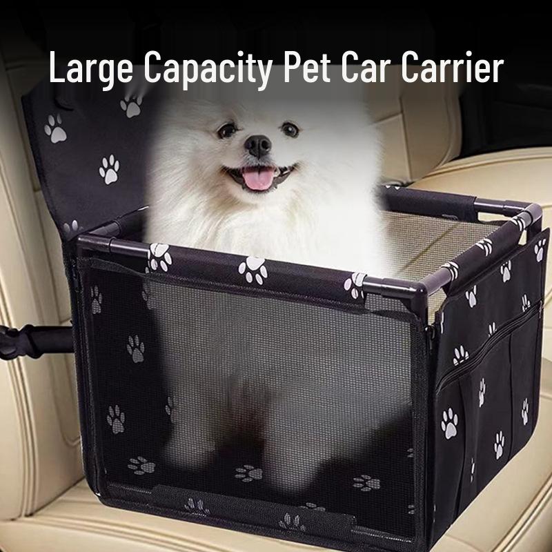 Foldable Pet Car Seat: Co-Pilot Cat & Dog Carrier with Removable Safety Pad