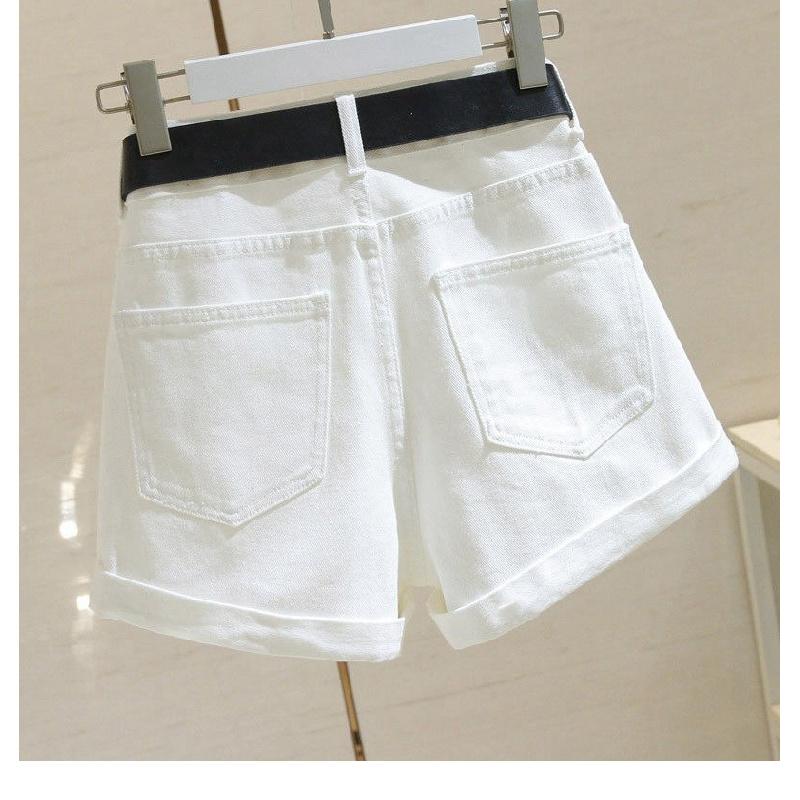 2026 Summer New Women's Denim Shorts High-Waisted Slim-Fit Versatile Student Wide-Leg Pants Rolled Hem A-Line Hot Pants Ins Trend