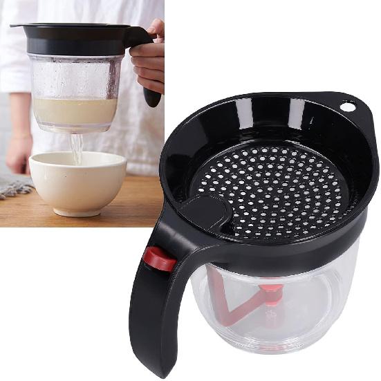 Fat Separator with Bottom Release,1000ml Gravy Separator & Fat Separator Cup,Oil Strainer, Degreasing Cup, Grease Strainer,For Cooking Gravy, Soups,