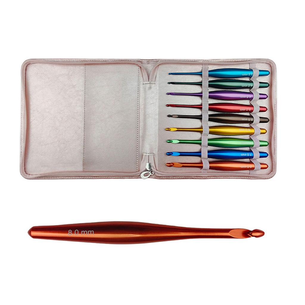 9 Pcs 3.5mm-8.0mm Crochet Needle Set Ergonomical Crochet Hook with Case Knitting Needle Crochet Supplies for Craft