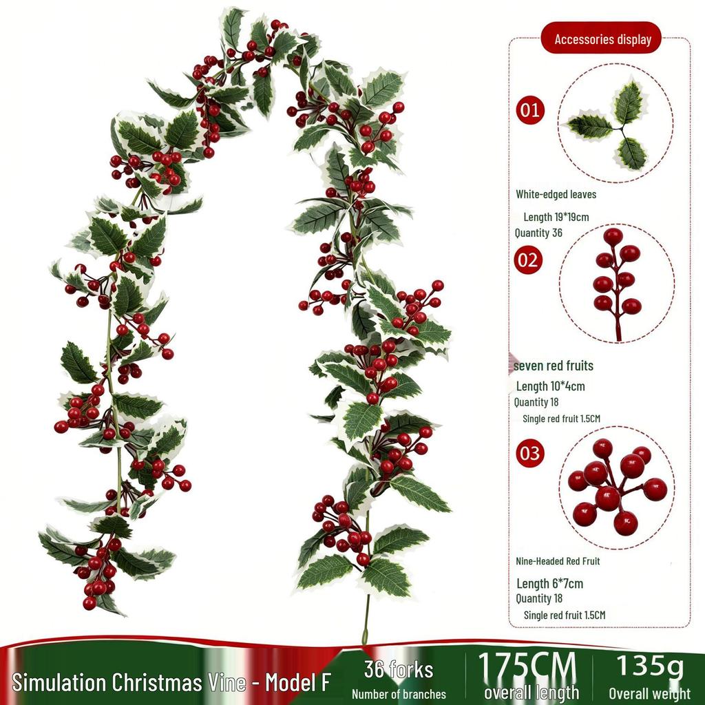 Red Berry Christmas Vine Home Decoration - Festive Party Garland