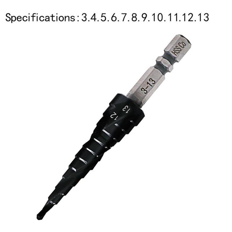 HSS Co M35 Kobalt Stufenbohrer für Edelstahl Eisen 3-13mm Sechskant Schaft Bohren-B61B