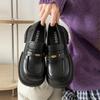 Fashion Temperament, Black British Style Platform Small Leather Shoes for Women's 2025 New Spring and Autumn Versatile One-pedal Loafers