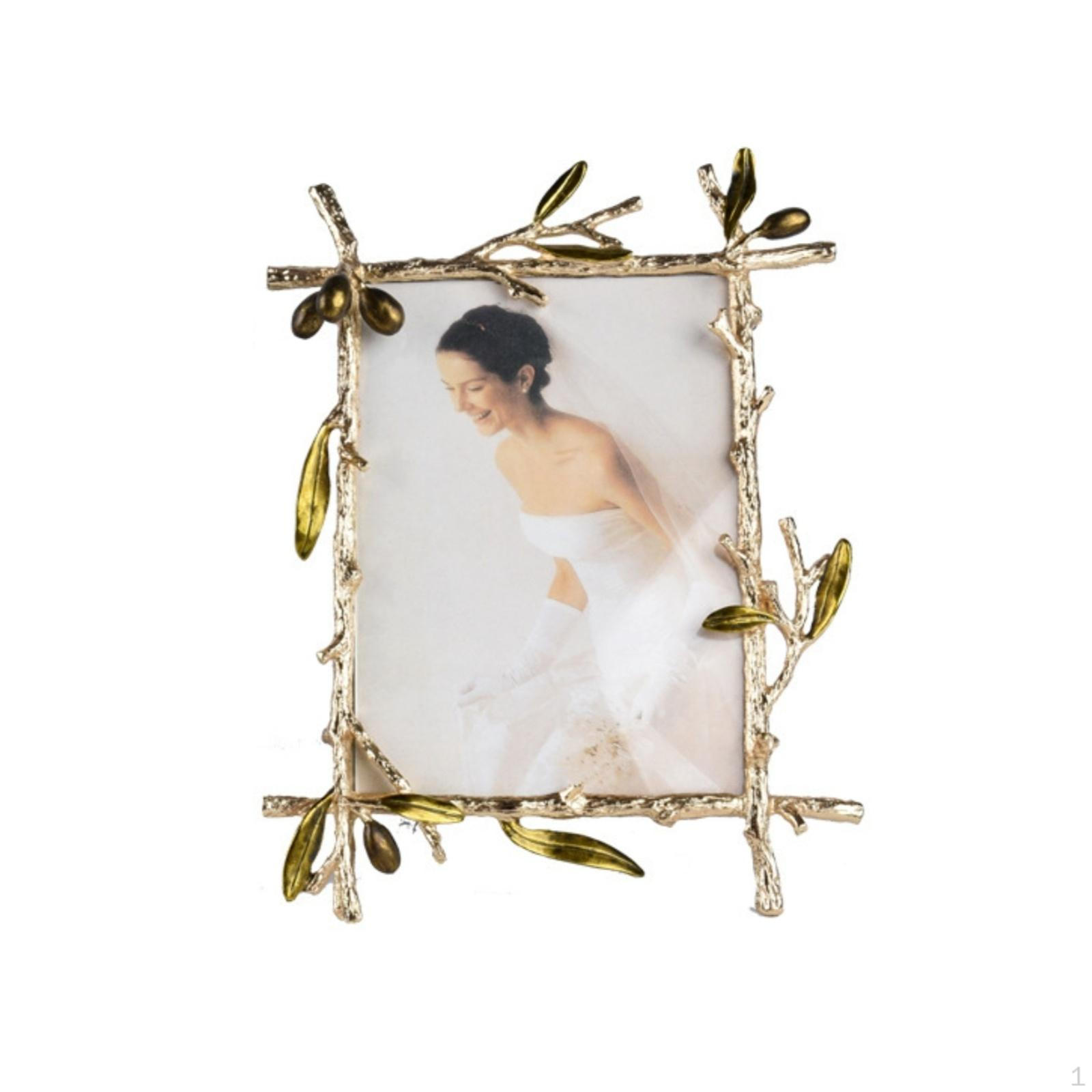 Photo Frame with Leaf Design Toned Branch AntiqueDesign Aesthetic for Living Room,