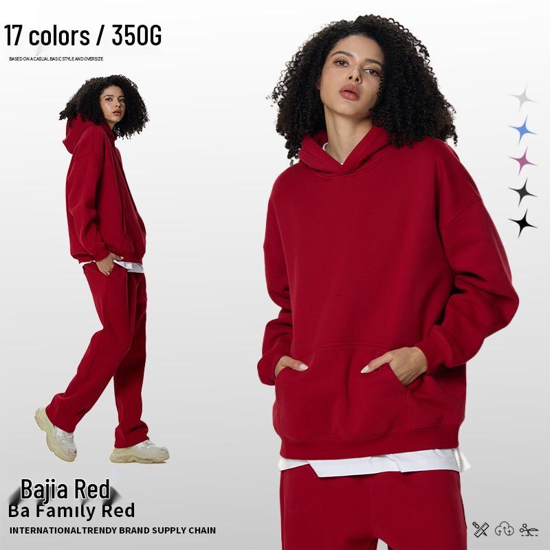 Men's Heavyweight American Trend Hoodie - Solid Color Casual plus Velvet