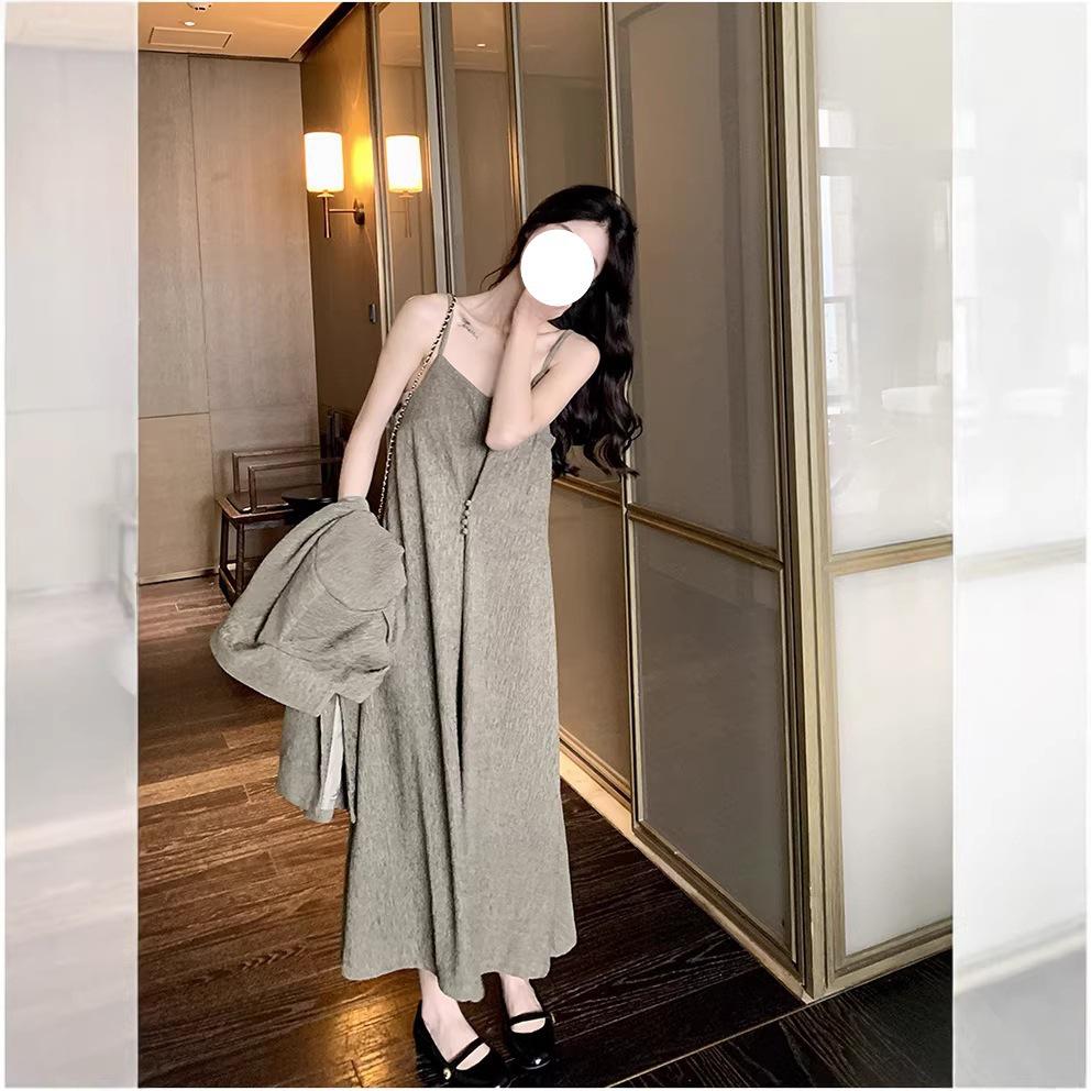 Elegant Women's Two-Piece Light Mature Suit: Jacket & Camisole Dress for Spring/Autumn