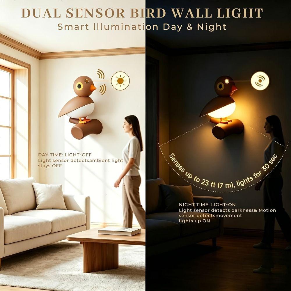 Dimmable Lucky Bird Night Light Portable Mini LED Bird Lamp Motion Sensor Night Light Nursery