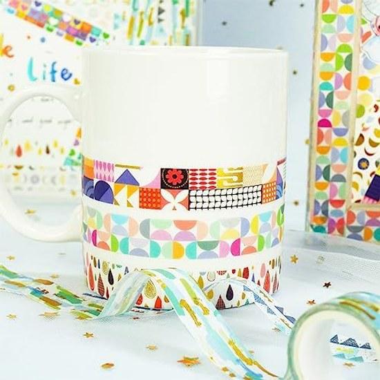 Masking tape 12-piece set cute washi beautiful painting gold foil DIY craft journal planner scrapbook wrapping gift decoration (basic pattern)