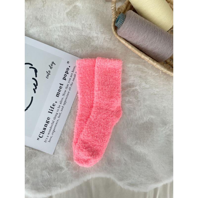 Nicht fusselnde Korallenfleece-Socken, Damen Einfarbige Haussocken, Halbfleece-Socken, Schlafsocken, Warme Fleece-Socken, Fleece-Bodensocken