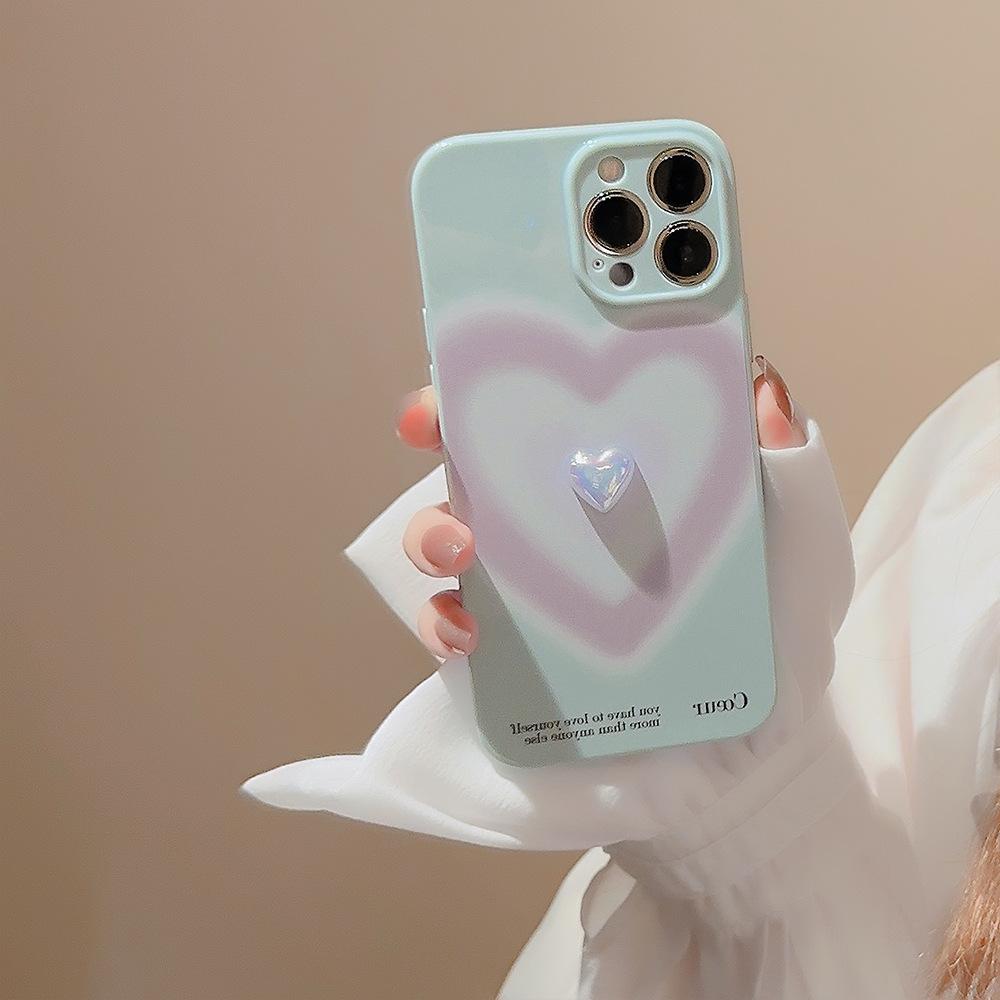 Gradient Electroplating Love 15pro Max IPhone Case IPhone 14 Suitable for 11 Three  dimensional