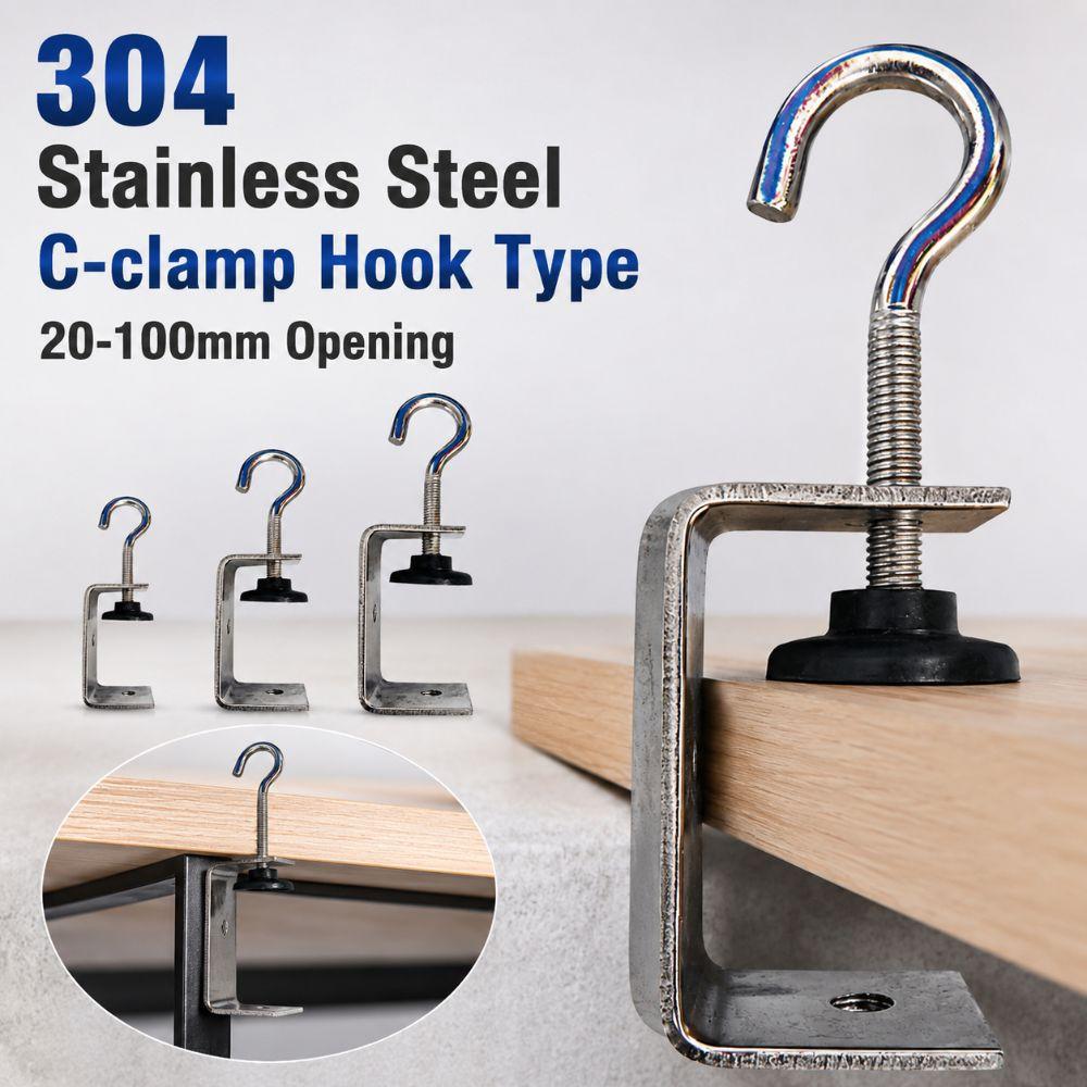 Adjustable C-clamp 304 Stainless Steel Fixed Holder Clip Square Clamp Hardware Fasteners