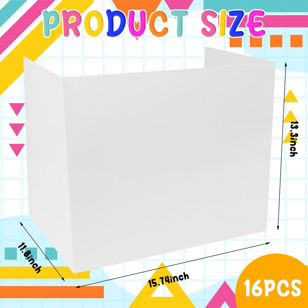 16 ks Desky na ochranu soukromí ve třídách pro studentské stoly Plastové štíty na privátní složky Prázdné desky Bílá Oddělovač na zkušební učebny Dura