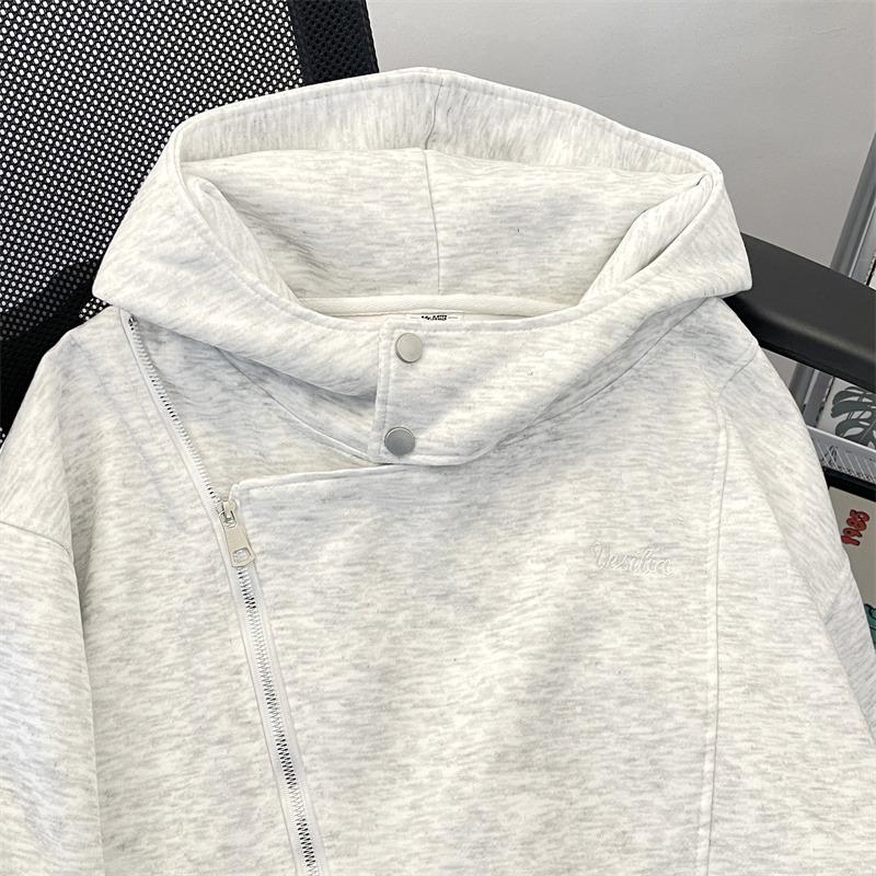 Men's Double Zipper Hooded Cardigan - Stylish & Loose Fit, Irregular Trend, High Street Casual Top for Autumn/Winter