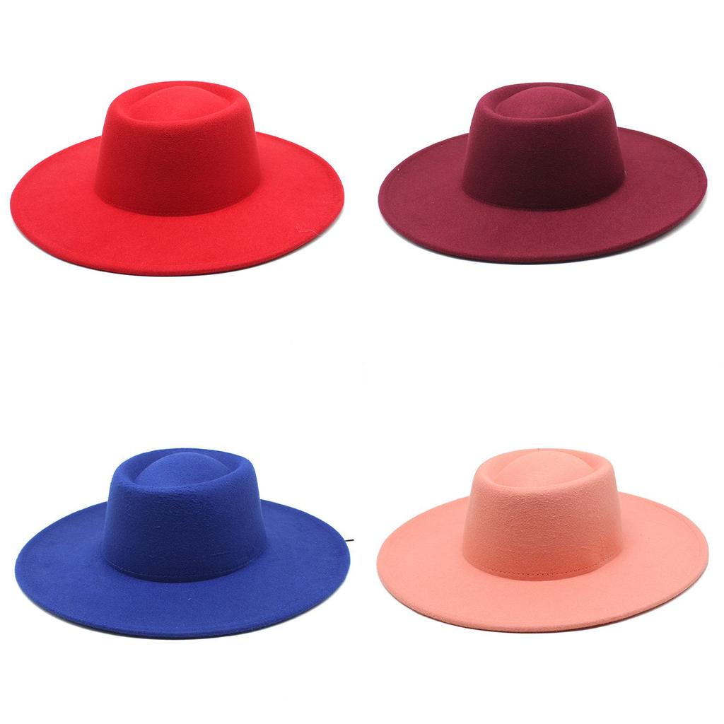 Woolen Fedora Hat Unisex With Large Brim And Satin Texture For Spring And Fall Wear