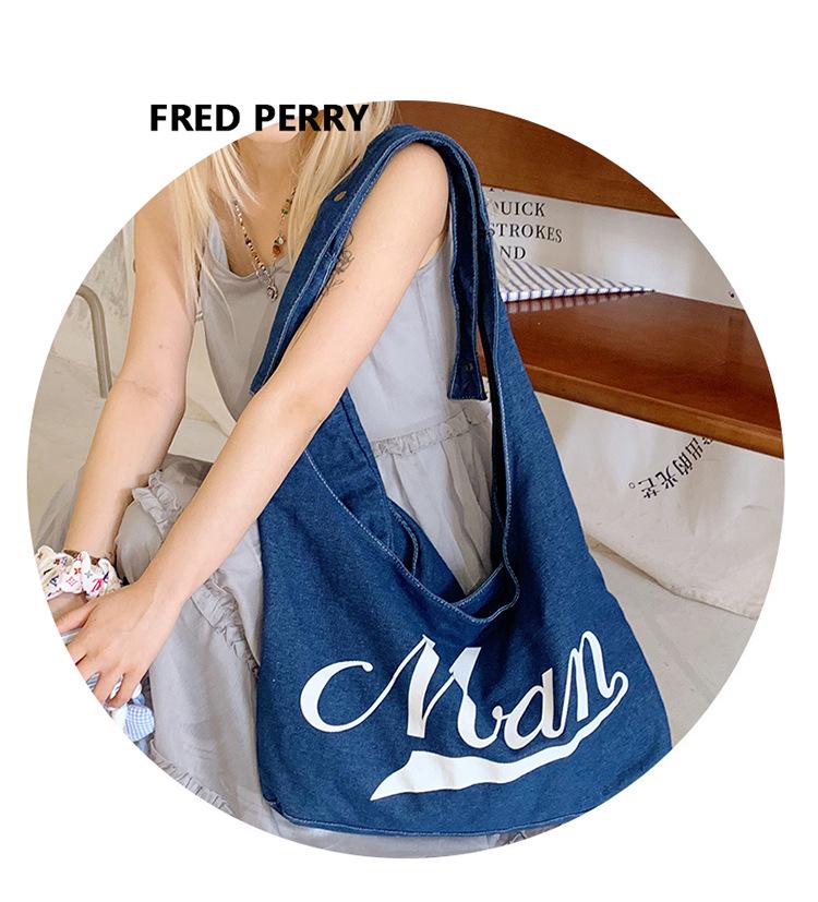 2025 Autumn Versatile Denim Canvas Tote: European & American Retro Style, Large Capacity Shoulder Bag for Students