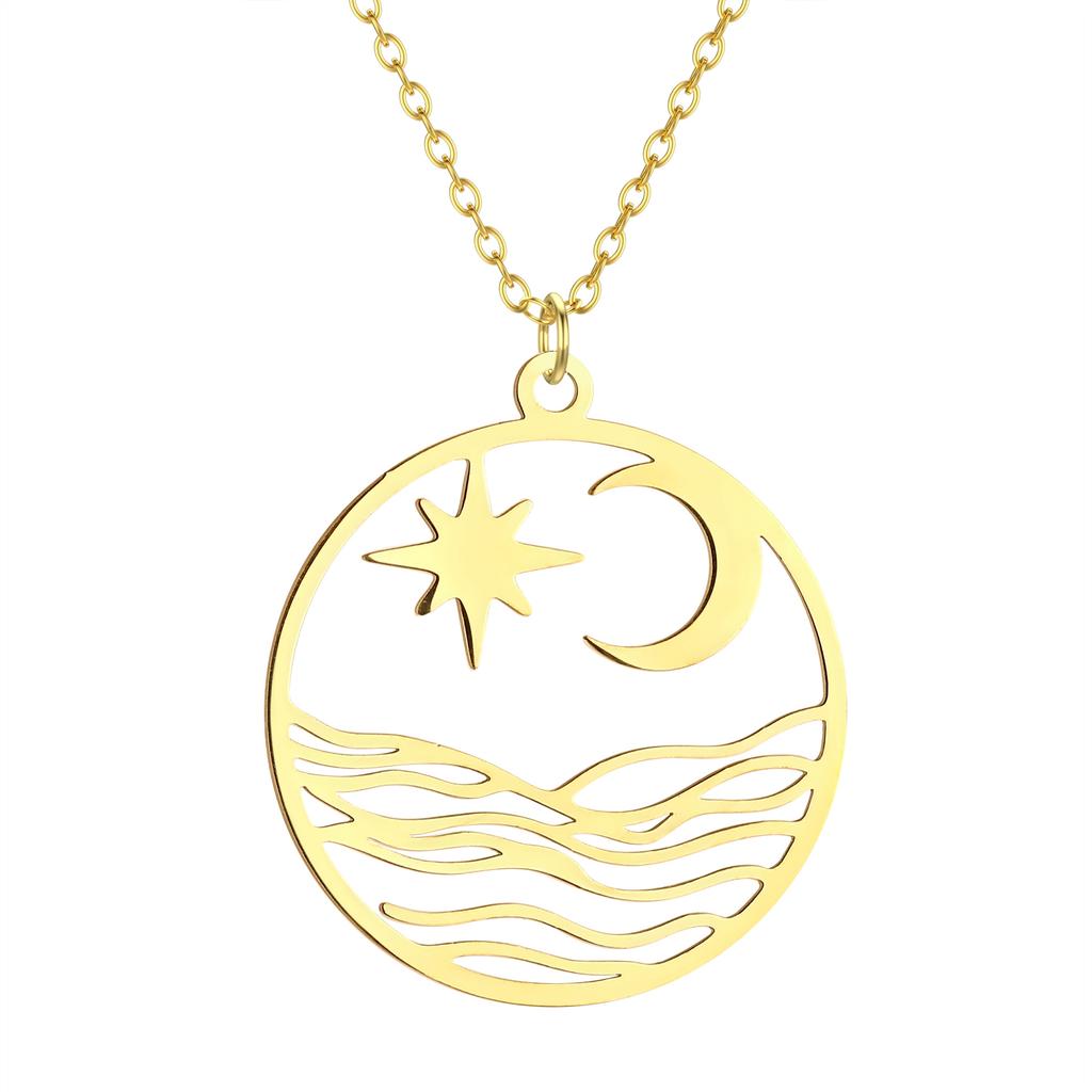 Kinitial Cactus Saturn Planet Infinity Lips Bird Landscape Sun Mountain Stainless Steel Pendant Necklace For Women Jewelry Gift