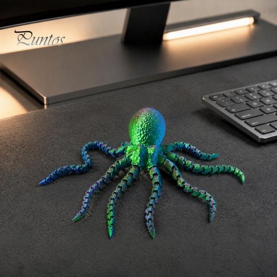 3D Printed Marine Animal Octopus Sea Fidget Toy, Flexible Articulated Tentacle Figurine, Sensory Toy Desktop Decoration with Movable Joints