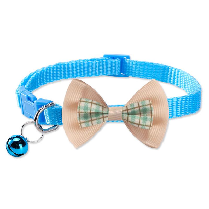 Cute Plaid Bow Tie Pet Collar Adjustable Polyester Dog Cat Necklace Bell Charm Colorful Checkered Design Winter/Spring Summer