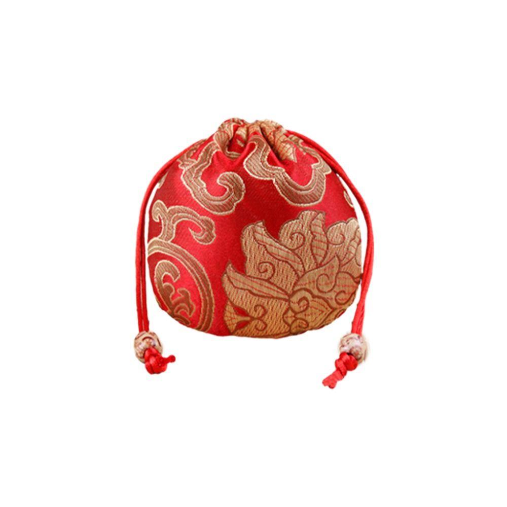 Chinese Style Embroidery Flower Drawstring Bag Jewelry Packing Bag Festive Sugar Bag  Daily
