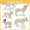 Premium Plastic Arctic Wolf Figurines Collection Including Howling And Walking Cubs