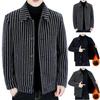 Pánská bunda Rozepínací límec Dlouhý rukáv Pruhovaný Jednořadý Silný Teplý Cardigan Volný Velká velikost Střední délka Ležérní Obchodní styl Pánský kabát
