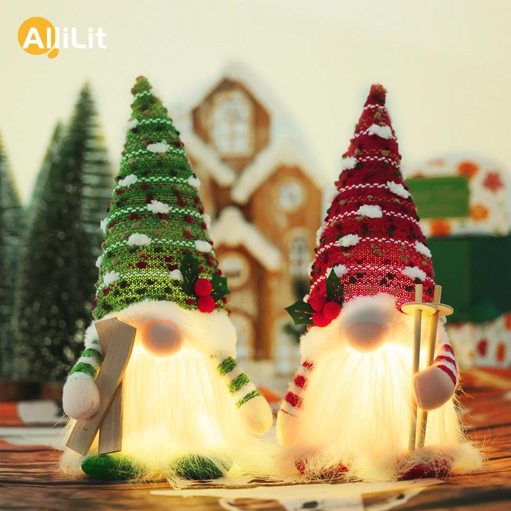 1~4pcs 2026 Christmas Decorations Glowing Gnome Knitted Doll with Led Night Light for Home Xmas Decor Navidad New Year 2027 Gift